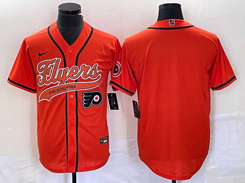 Men%27s Philadelphia Flyers Blank Orange Cool Base Stitched Baseball Jersey